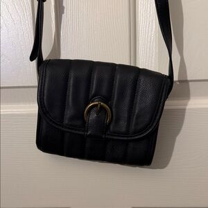 Black Puffy Faux Leather Shoulder Bag